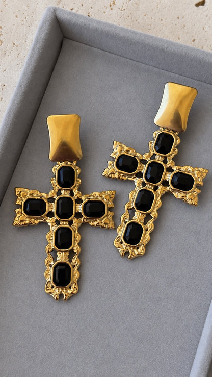 Midnight Cross Earrings